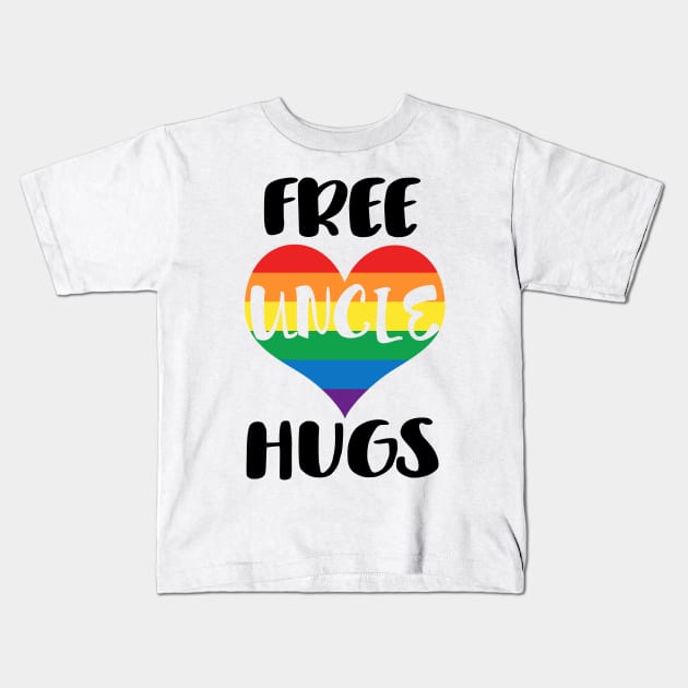 Free Uncle Hugs - Black Text Kids T-Shirt by SandiTyche